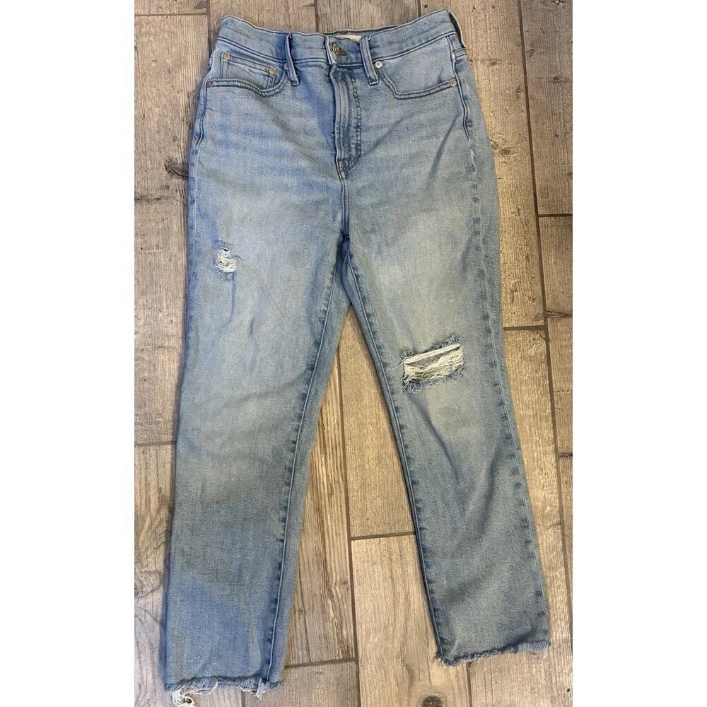 Madewell The Perfect Vintage Jean 26 Petite High Rise Straight Leg Denim Raw Hem